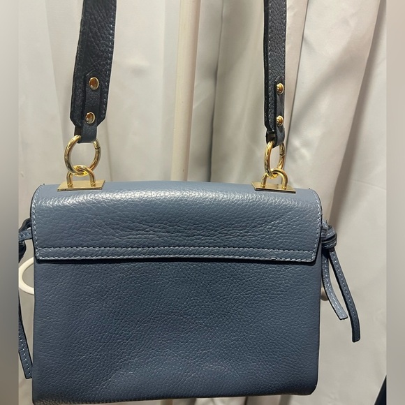 Uno Alla Volta Leather Shoulder Purse Blue - Picture 4 of 11